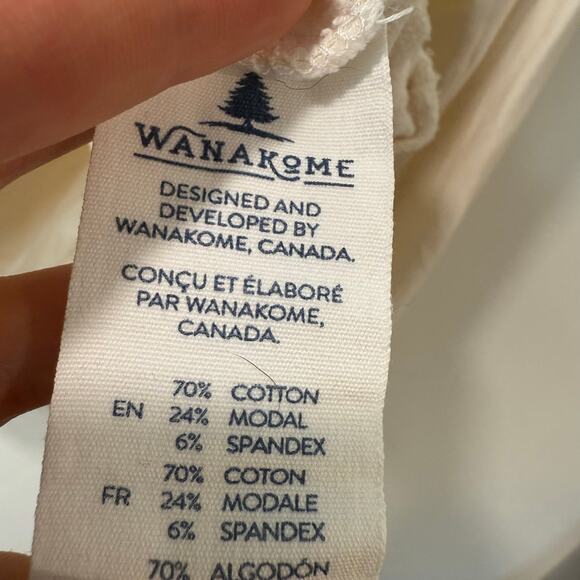 Wanakome Women's Etta Split Neck Sweatshirt Pullover V Neck Stretch Cream Large - Picture 7 of 7